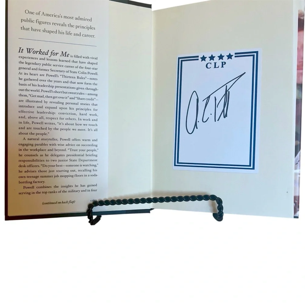New Autographed Book-“It Worked for Me in Life and Leadership” by Colin Powell.